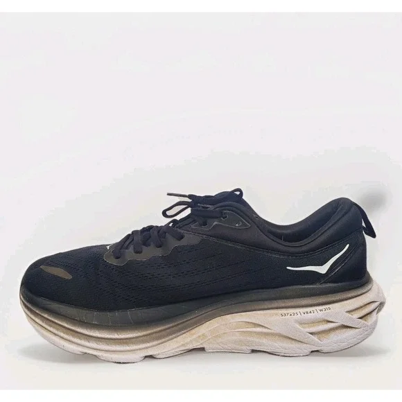 Hoka‎ One One Bondi 8 Mens Size 13 D Black White Athletic Running Shoes Sneakers
